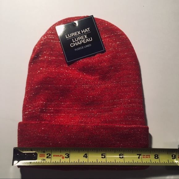 Unisex Basic Red Beanie - Silver Sparkles - Picture 4 of 4